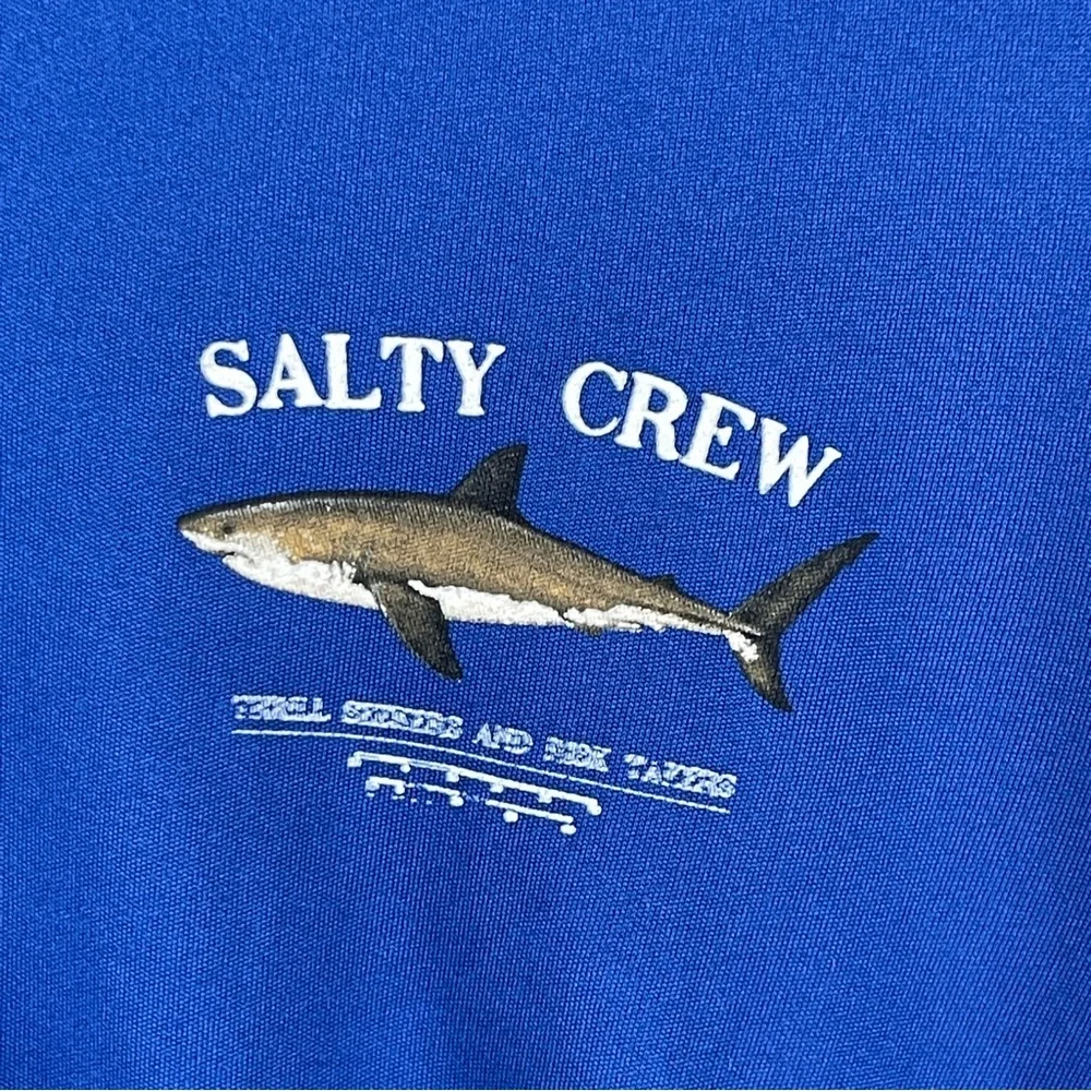 Salty Crew Fishing Sun Shirt long sleeve Royal Blue Shark Graphic tee upf XL